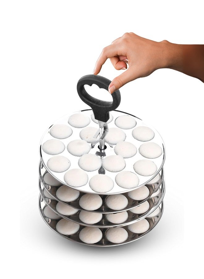 FORTUNA KITCHENWARE Fortuna Premium Stainless Steel Mini Idli Plates set of 4 | Mini Idli Stand | Mini Idli Maker Stand with 72 Idli Kulis, High Polish with Rod Picker Handle (4 Plates) - Image 1